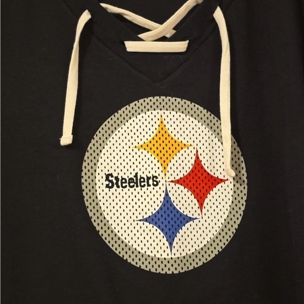 Pittsburgh Steelers Women's Lace Up Long Sleeve T - Picture 2 of 4